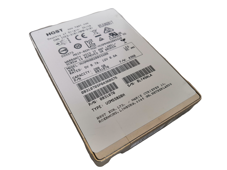 HGST SSD SAS 2.5" 200GB 12Gbps Server SSD HUSMH8020BSS200 0B31070