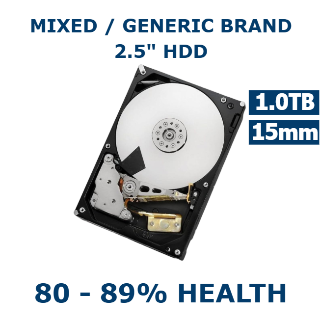 1TB 2.5in SATA HDD 15mm 80-89% Health Internal Laptop Hard Drive