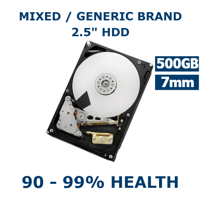 500GB 2.5in SATA HDD 7mm 90-99% Health Internal Laptop Hard Drive