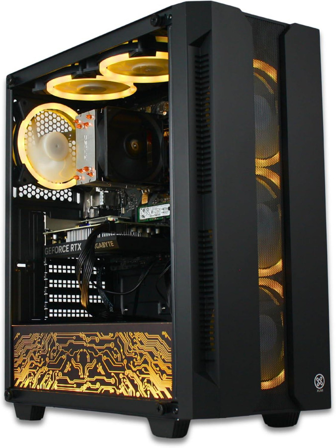 XUM Elite Prebuilt Gaming PC: AMD Ryzen 5 5500, RTX 3060 Ti 8GB, 32GB DDR4 RAM, 512GB NVMe SSD, 1TB HDD, Windows 11 Home