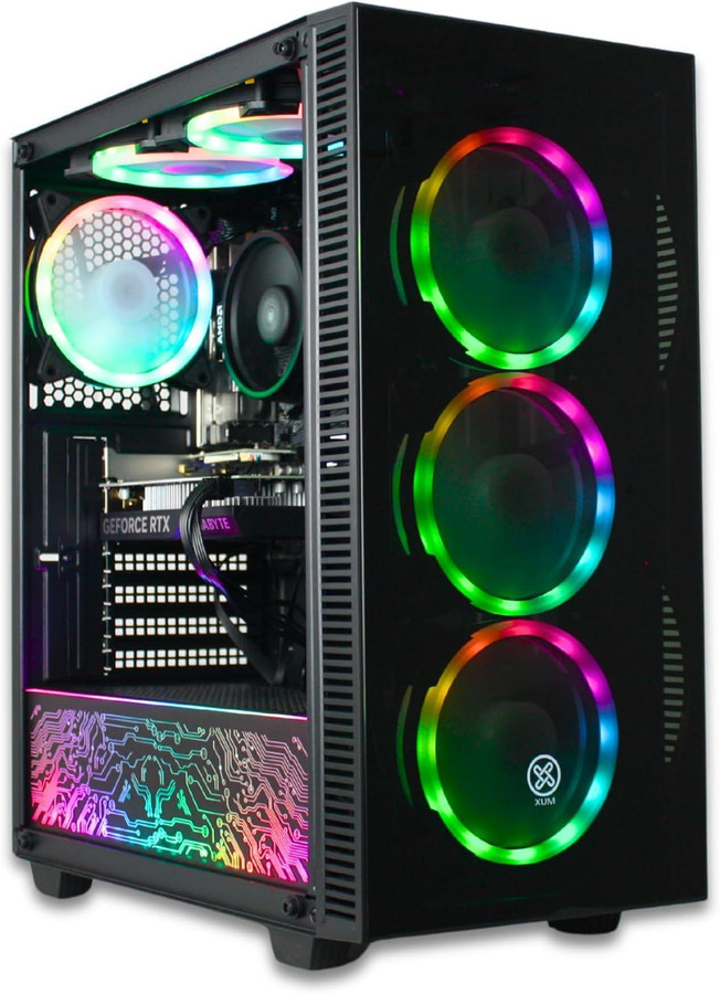 XUM Titan Prebuilt Gaming PC: AMD Ryzen 5 5500, RTX 2070 Super 8GB, 16GB DDR4 RAM, 512GB NVMe SSD, 1TB HDD, Windows 11 Home