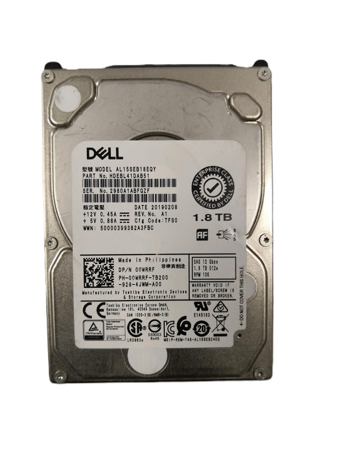 Dell 1.8TB SAS3 HDD 10K 12Gbps 2.5" 00WRRF HDEBL41DAB51