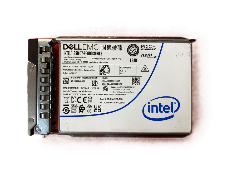 Dell EMC Intel D7-P5600 SSD 1.6TB NVMe U.2 SSDPF2KE016T9E 0C9X5T