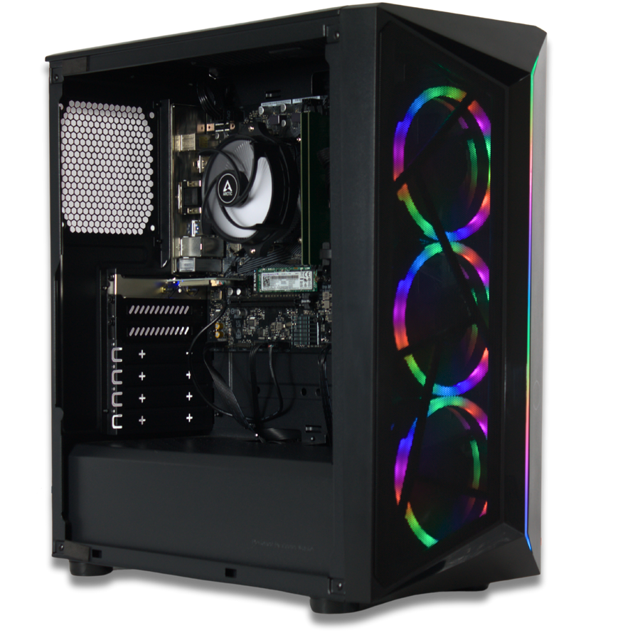 XUM CMP 510 Prebuilt Gaming PC: AMD Ryzen 5 5600G, Radeon Vega 7 Integrated Graphics, 16GB DDR4 RAM, 256GB NVMe SSD, 1TB HDD, 500W PSU 80+ Bronze, aRGB, WiFi 5, Windows 11 Home