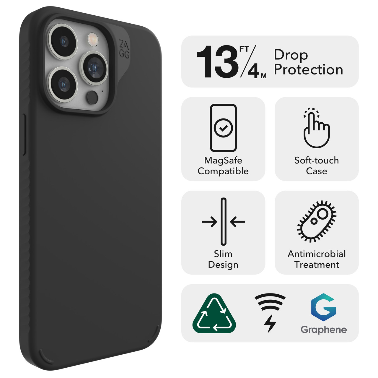 Apple Iphone 15 Pro Max Black Finger Ring TPU Silicone Case With Camera  Protector And Sliding