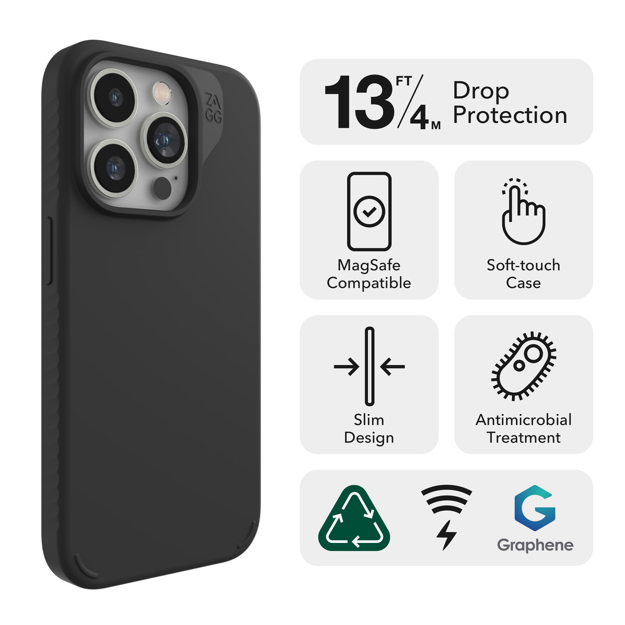 Funda Zagg Santa Cruz Snap iPhone 15 Pro Magsafe Transparente / Negro  MacStore Online