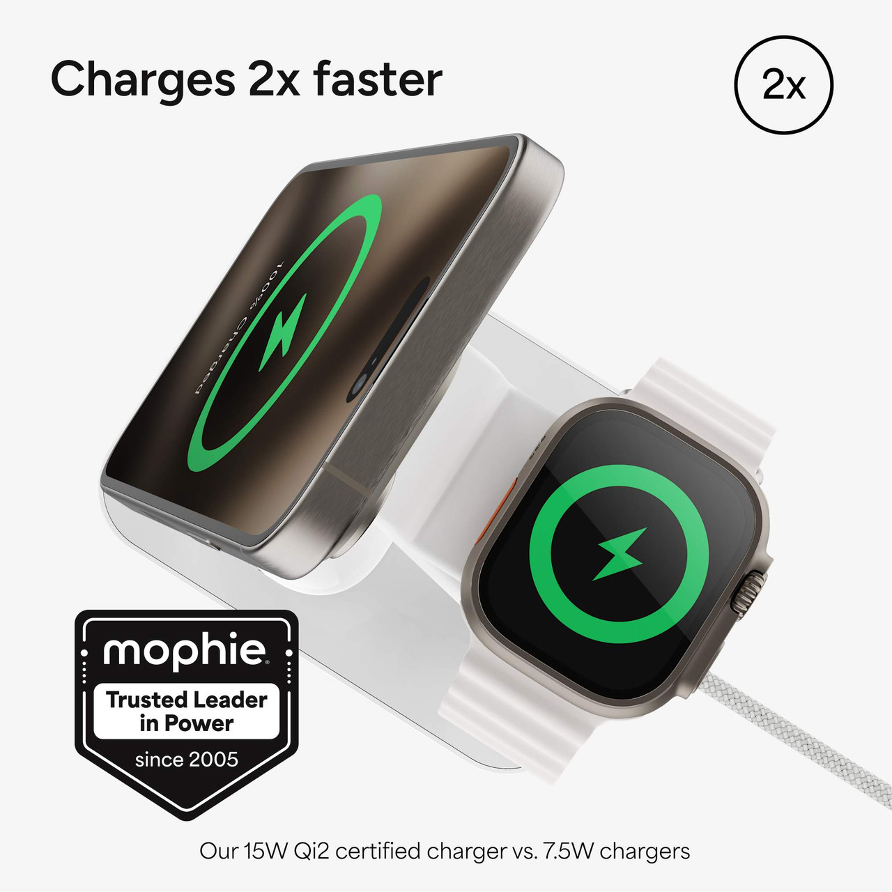 Support de charge sans fil pliable noir Qi2 25W 3-en-1 avec CryoBoost | ESR