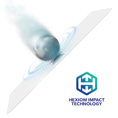 Strongest Ever Impact Protection||Shock-absorbing Hexiom impact technology has an adhesive, honeycomb-line structure that strengthens the screen protector.