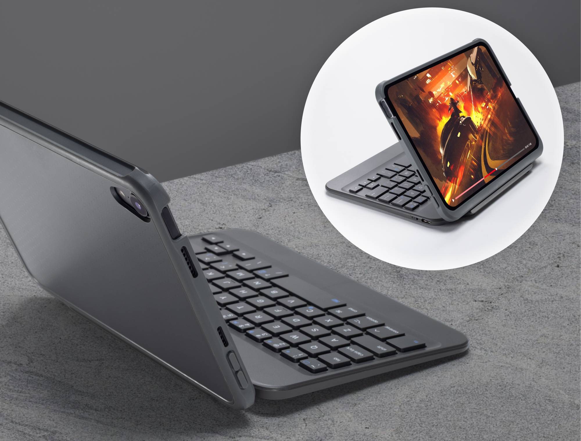 iPad in the slim book mini keyboard case