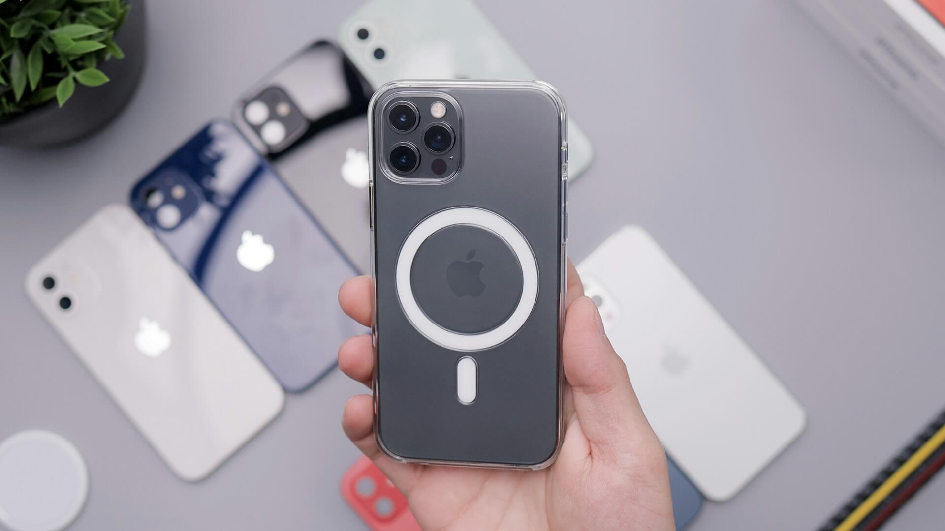 an iPhone in a MagSafe-compatible case