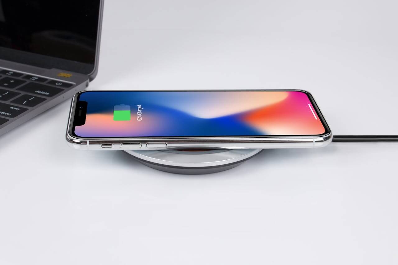 iPhone charging on wireless charger