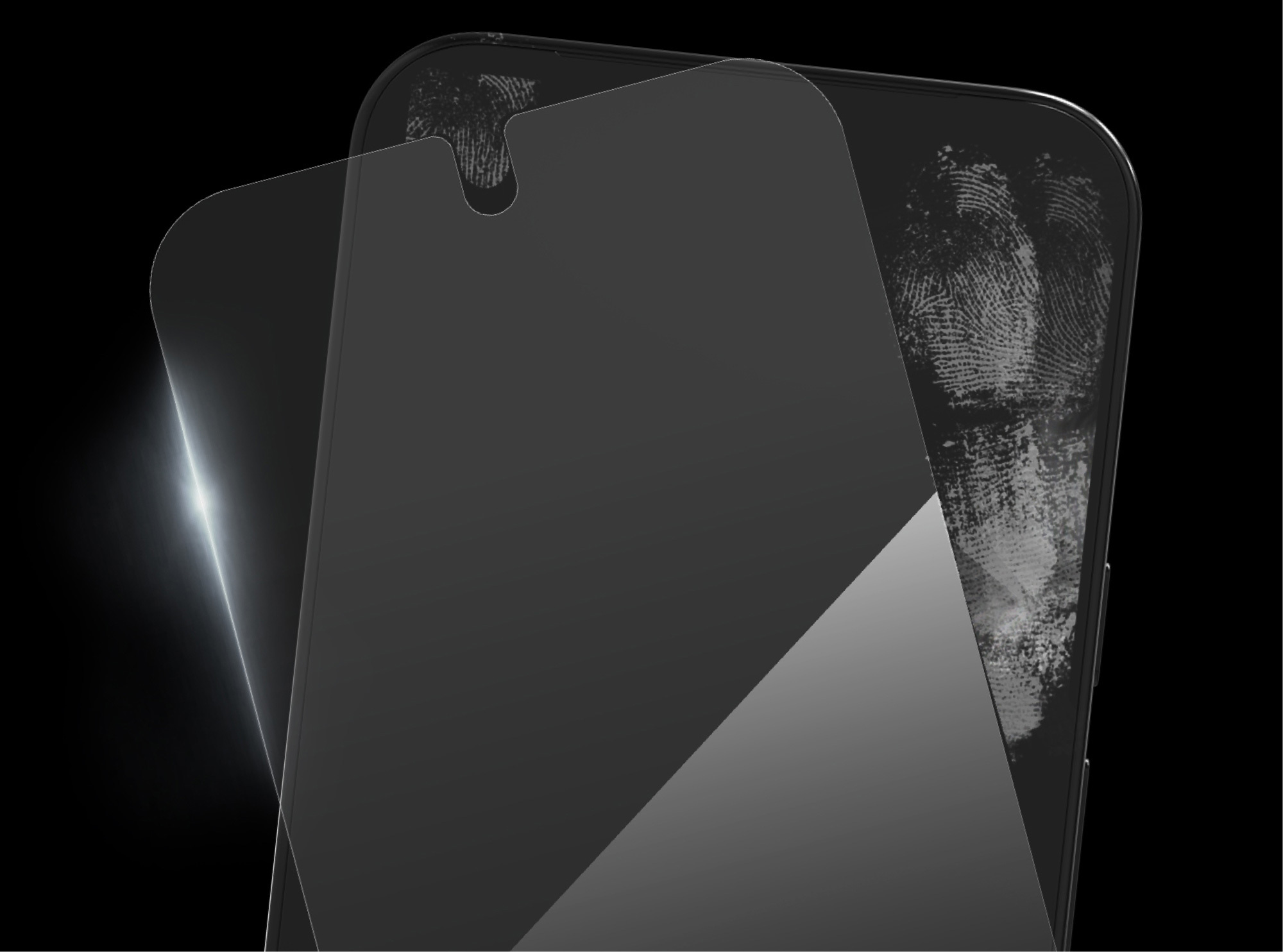 Privacy screen protector in front of a phone