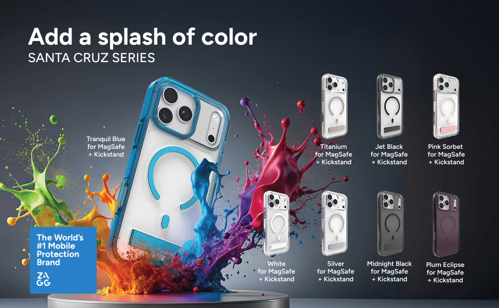 Santa Cruz Series iPhone cases have color options, kickstand, and MagSafe