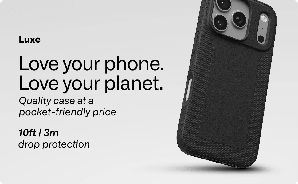 Luxe phone case with textured grip, magnetic compatibility, and 10 ft drop protection