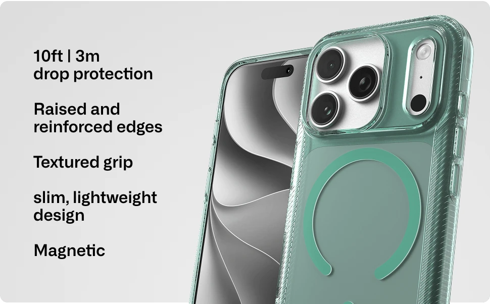 Luxe phone case with textured grip, slim design, magnetic compatibility, and reinforced edges