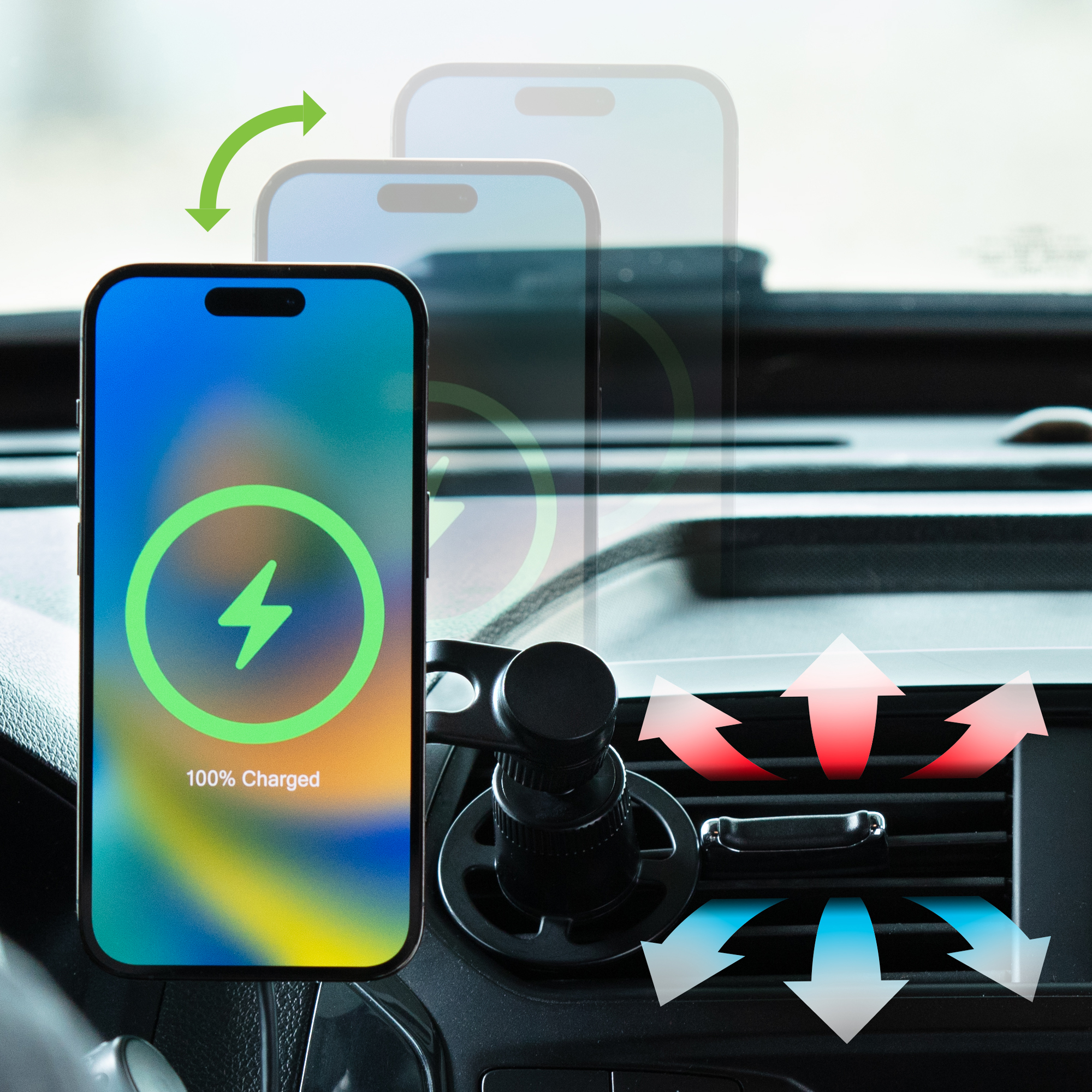 MagSafe Wireless iPhone Charging Car Vent Mount with Adjustable Arm