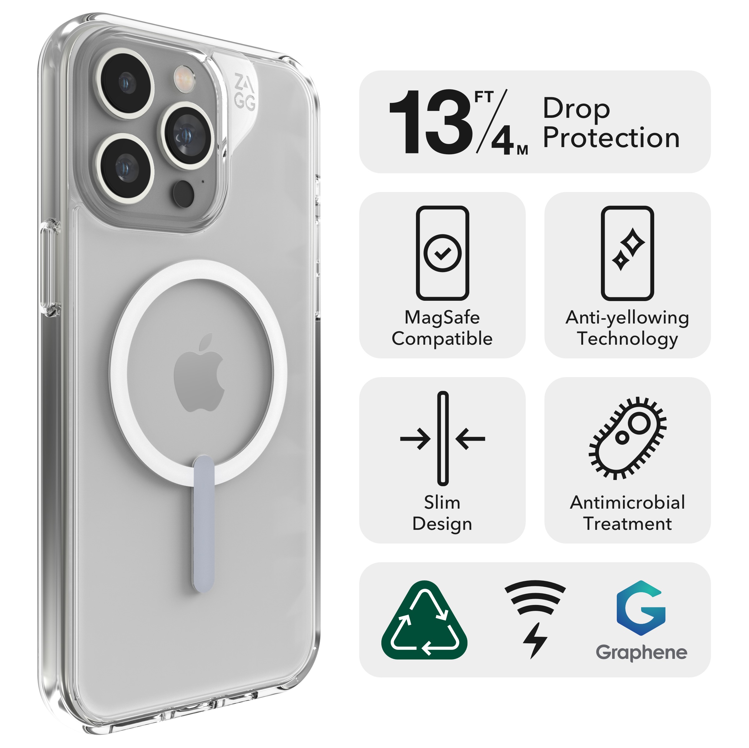 Funda Zagg Crystal Palace Snap iPhone 15 Pro Max Magsafe Transparente  MacStore Online