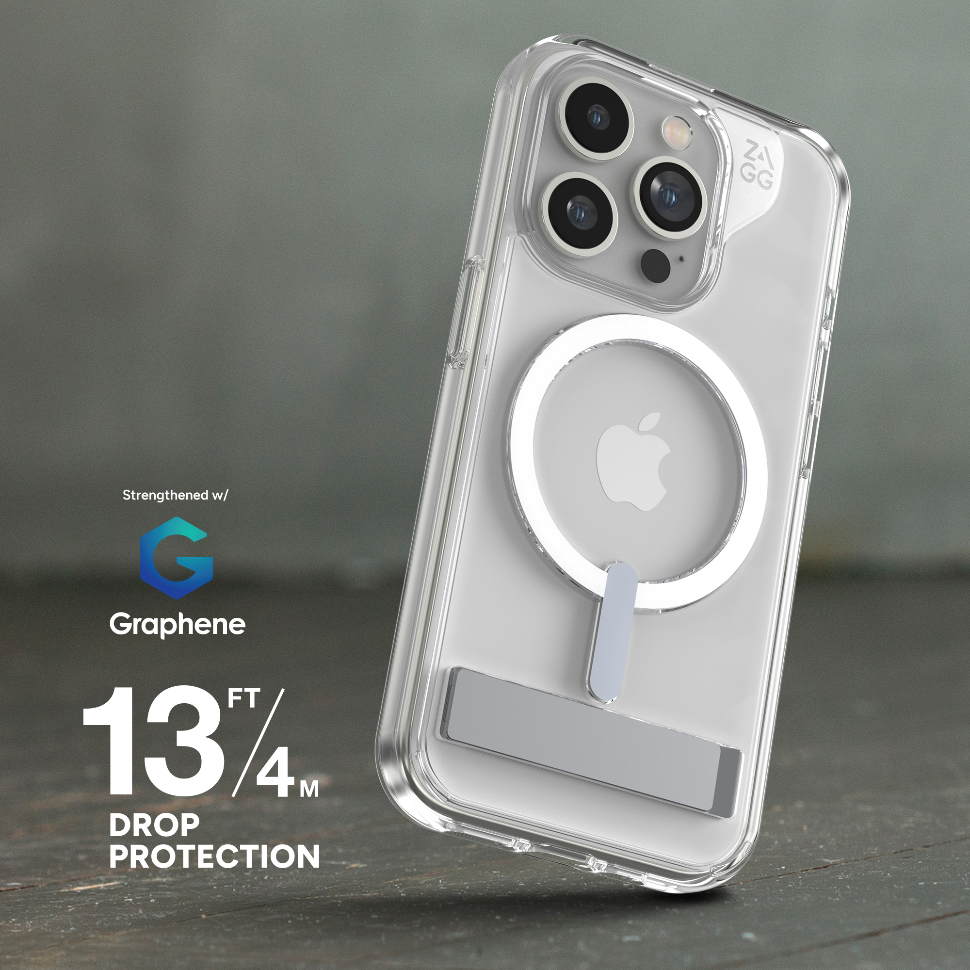 Drop Resistant up to 13ft | 4m||
Crystal Palace Snap with Kickstand protects your phone from drops up to 13 feet (4 meters).