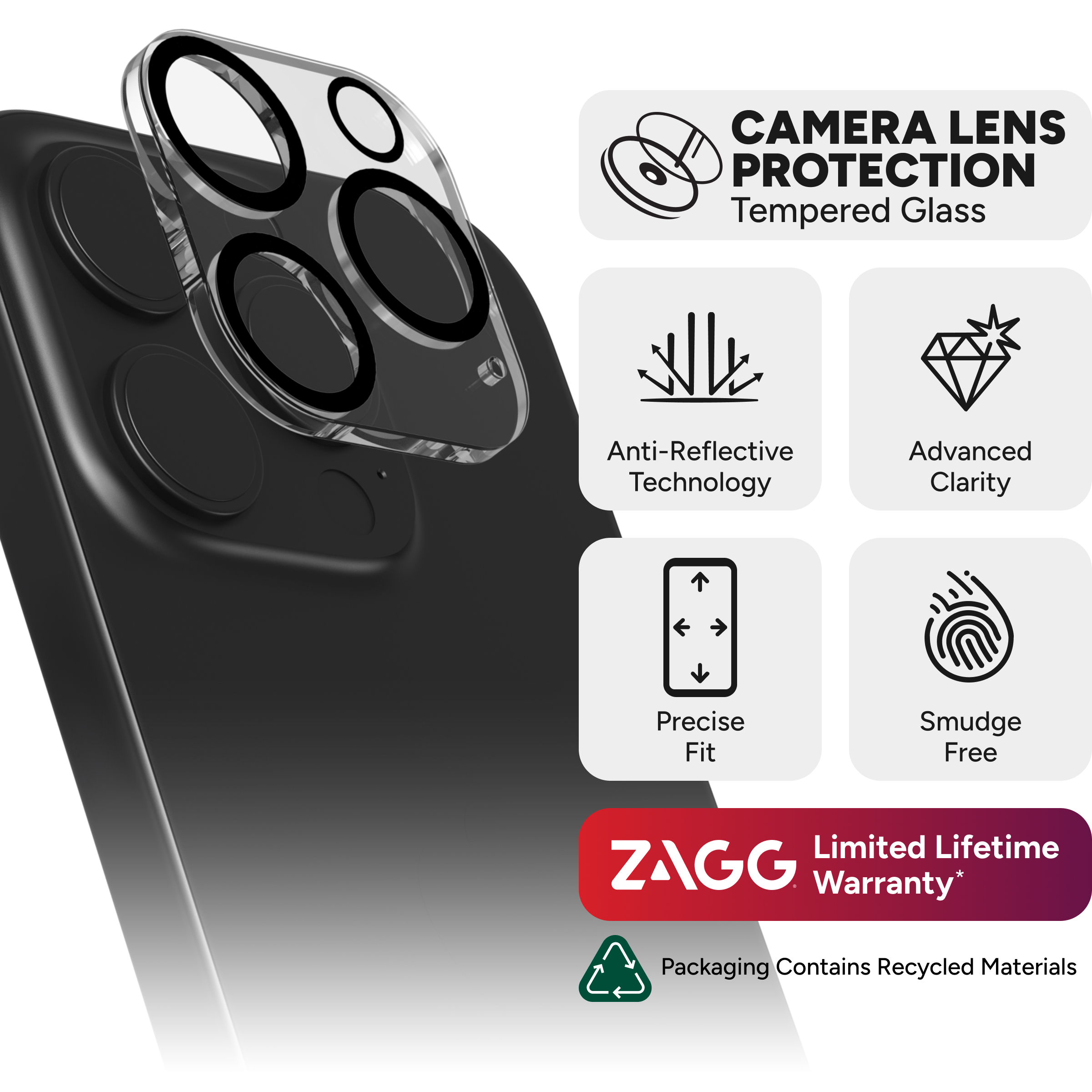 Invisibleshield Glass Elite Anti-Reflective (Camera Frame) Apple iPhone 16 Pro/iPhone 16 Pro Max (Case Friendly)
