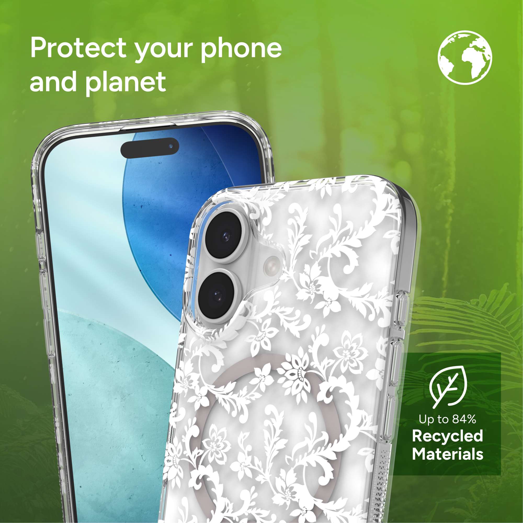 【mana】AppleDesign Milan Snap for MagSafe iPhone 17 Clear Flower Phone Case