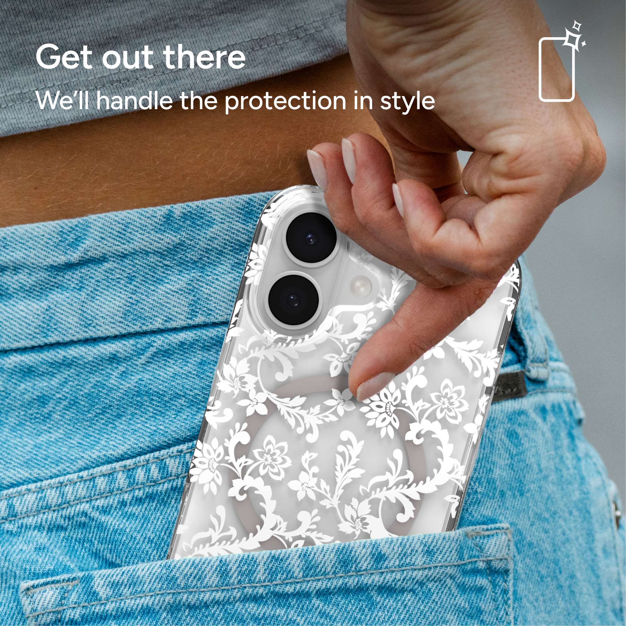 Milan Snap for MagSafe iPhone 17 Clear Flower Phone Case