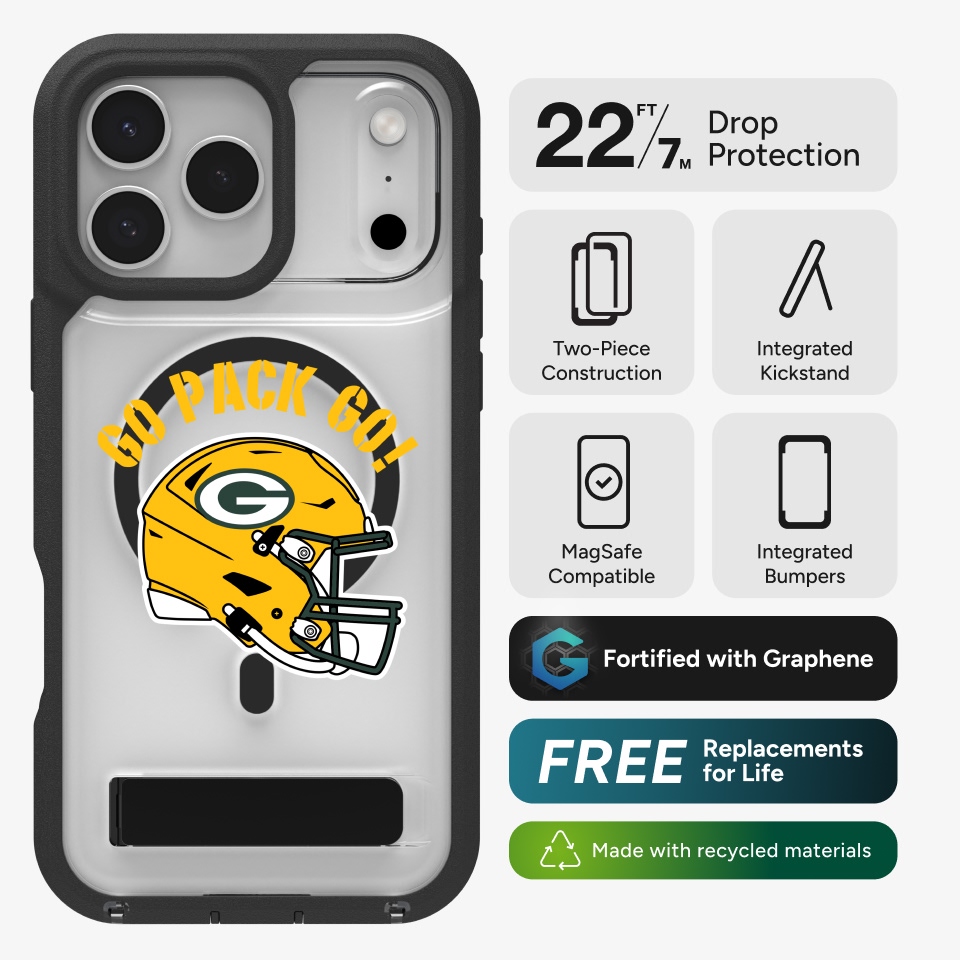 ZAGG Custom Green Bay Packers - Rainier iPhone 17 Pro Custom Case 3 at ZAGG