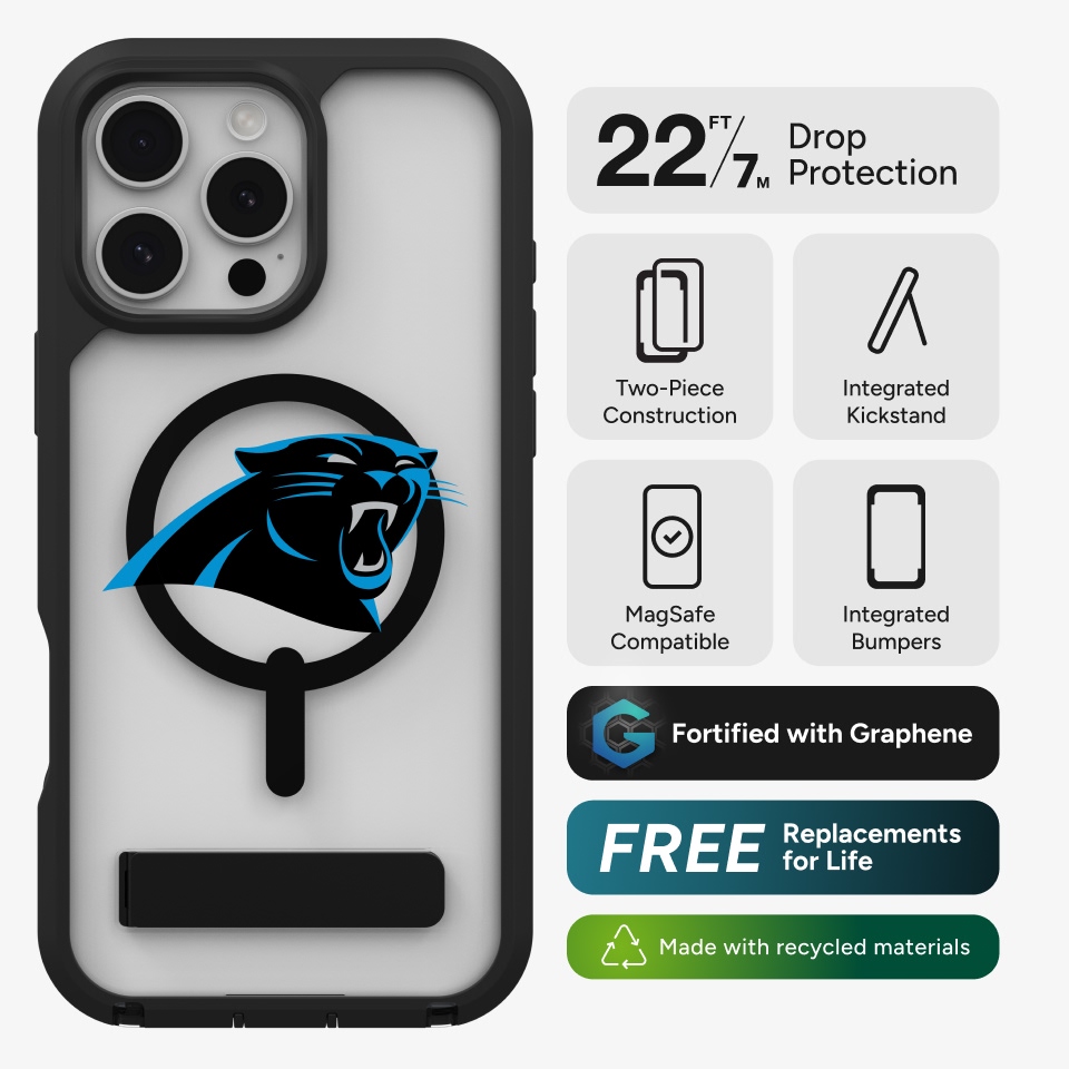 Carolina Panthers Custom Case - Rainier Snap with Stand iPhone 16 Pro Carolina Panthers Custom Case - Rainier Snap with Stand iPhone 16 Pro