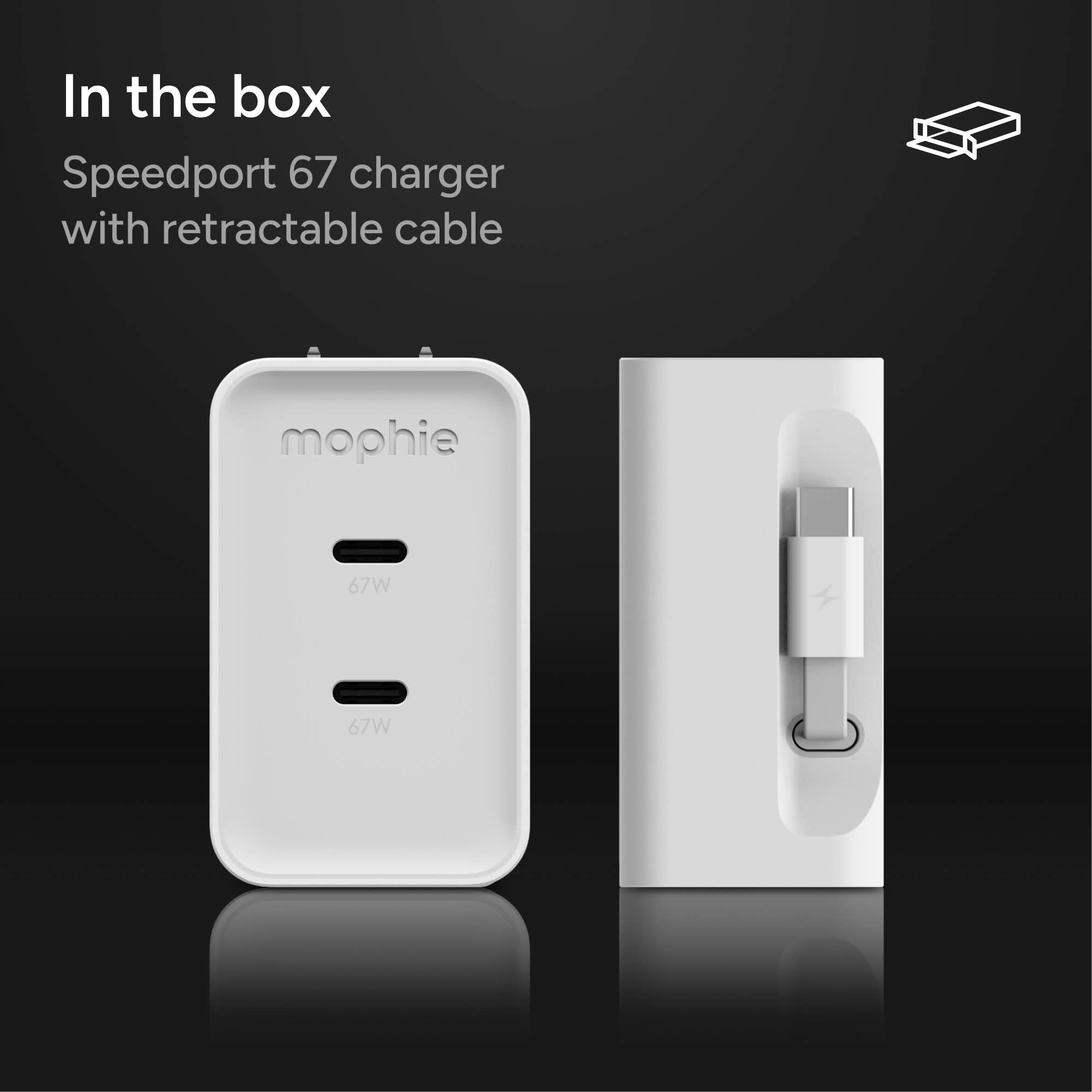 マコ様　アイボリー2 Mophie 67W Wall Charger - Dual USB-C Ports with retractable cable, GaN