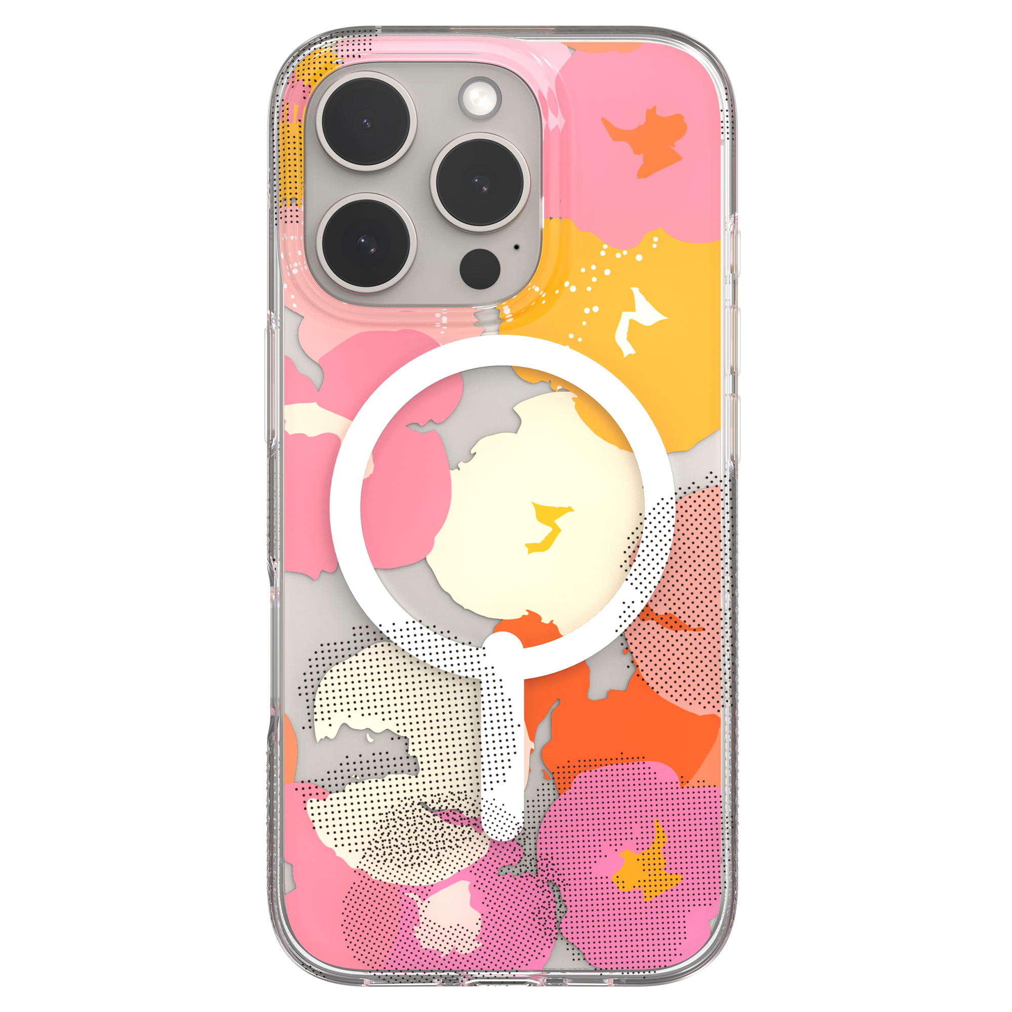 ZAGG Milan Snap for MagSafe Flower Cell Phone Case Apple iPhone 16 Pro in Pink and Yellow-image-702315140