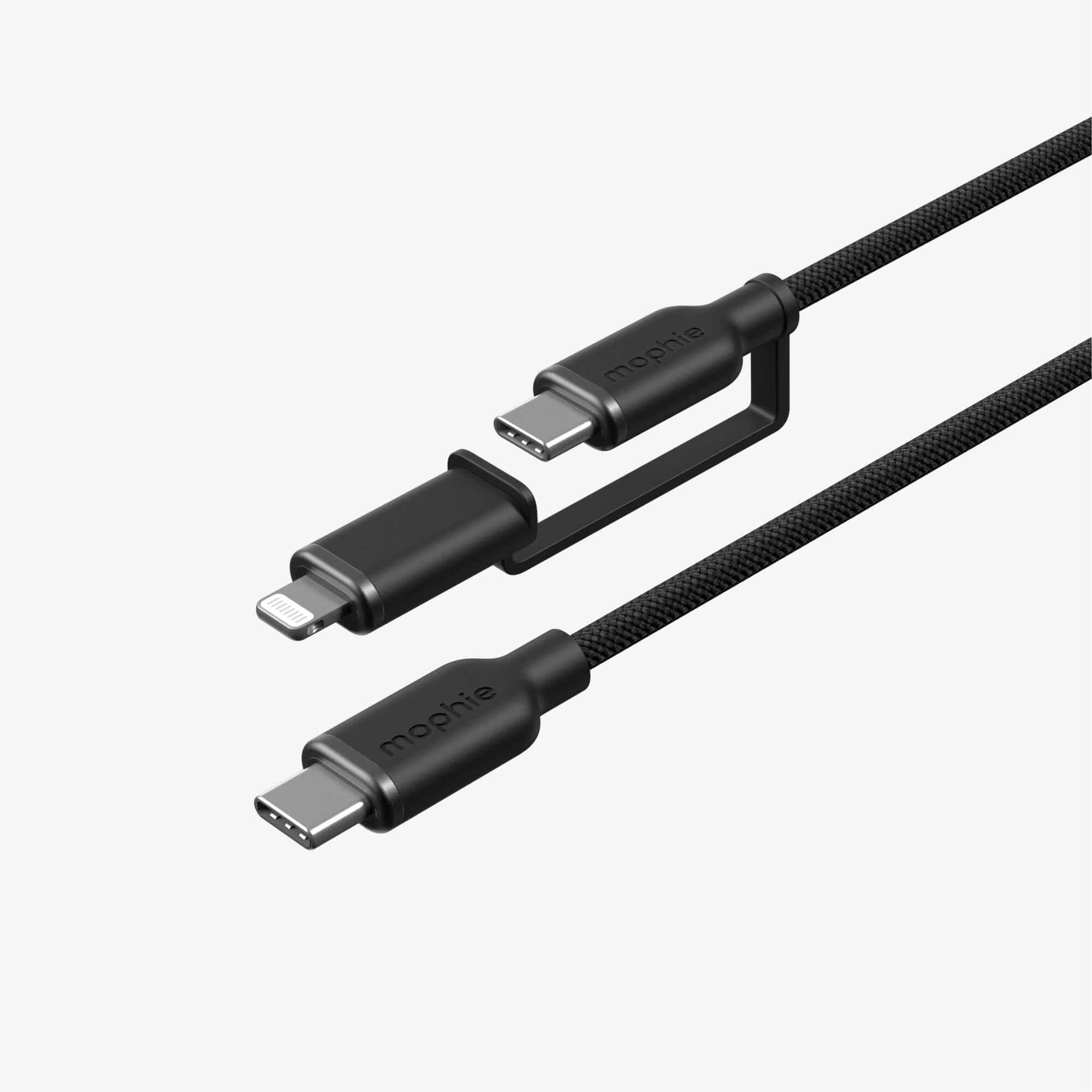 mophie charge stream switch-tip usb-c to usb-c and lightning cable in black | length: 39 inch cable (1 meter)-image-409916630