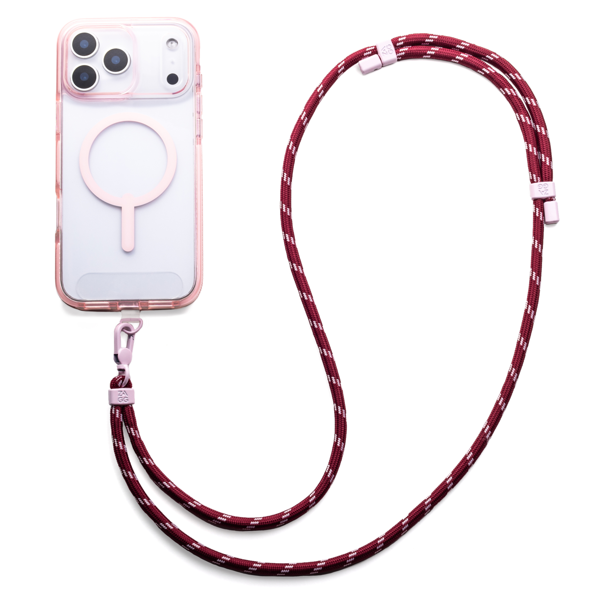 ZAGG Crossbody Lanyard Case Accessory in Black Cherry Pink-image-702220587