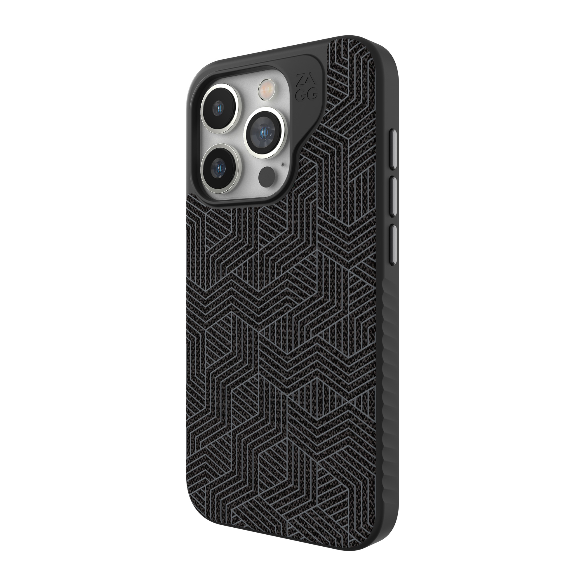 ZAGG London Cell Phone Case Snap for MagSafe Apple iPhone 15 Pro in Black Geo-image-702311753
