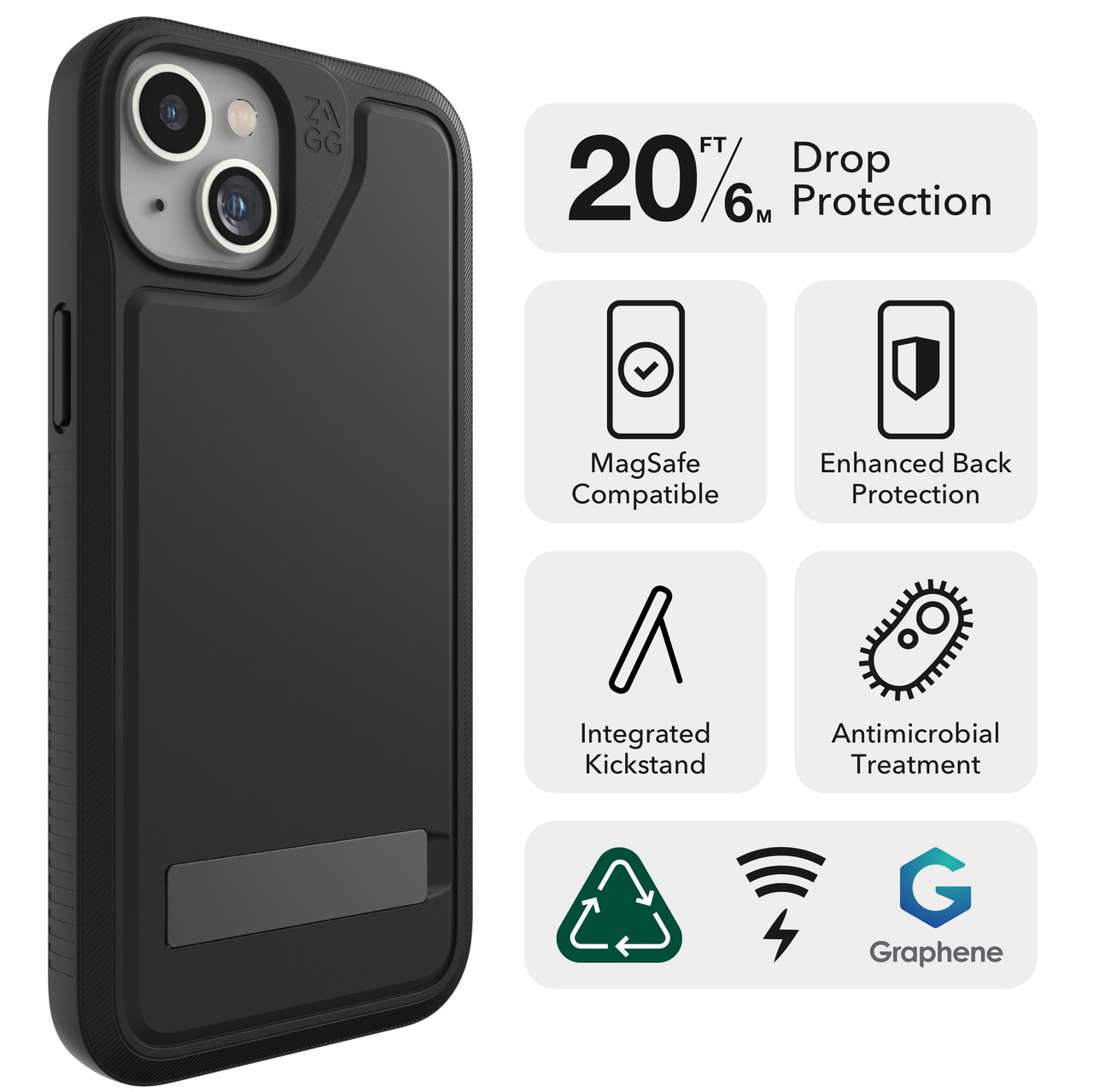 ZAGG Everest Snap iPhone 15 Plus Case with Kickstand for Phone - Drop - 第 6/9 張圖片