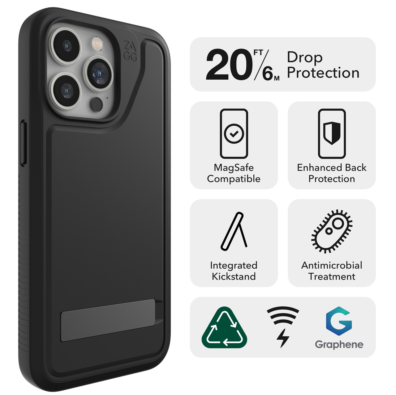 ZAGG Everest Snap iPhone 15 Pro Max Hülle mit Ständer für Handy - Drop - Bild 6 von 9