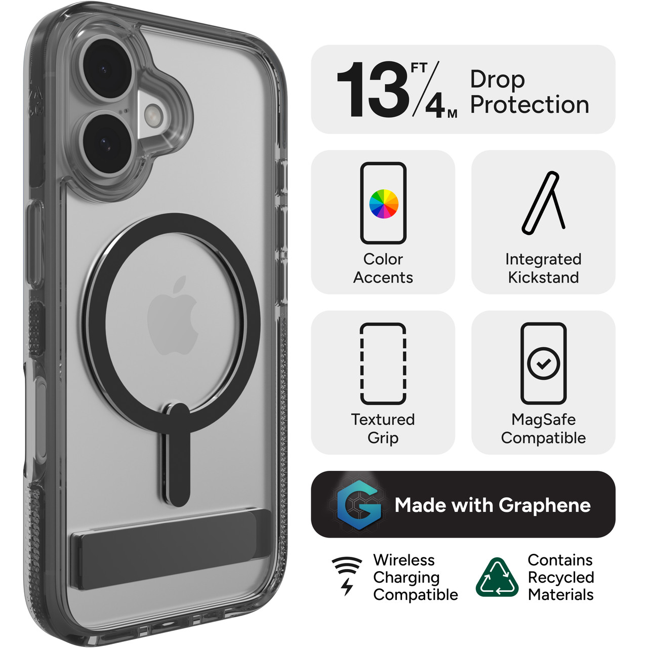 Funda ZAGG Santa Cruz Snap con soporte para iPhone 16 Negra - Imagen 3 de 18