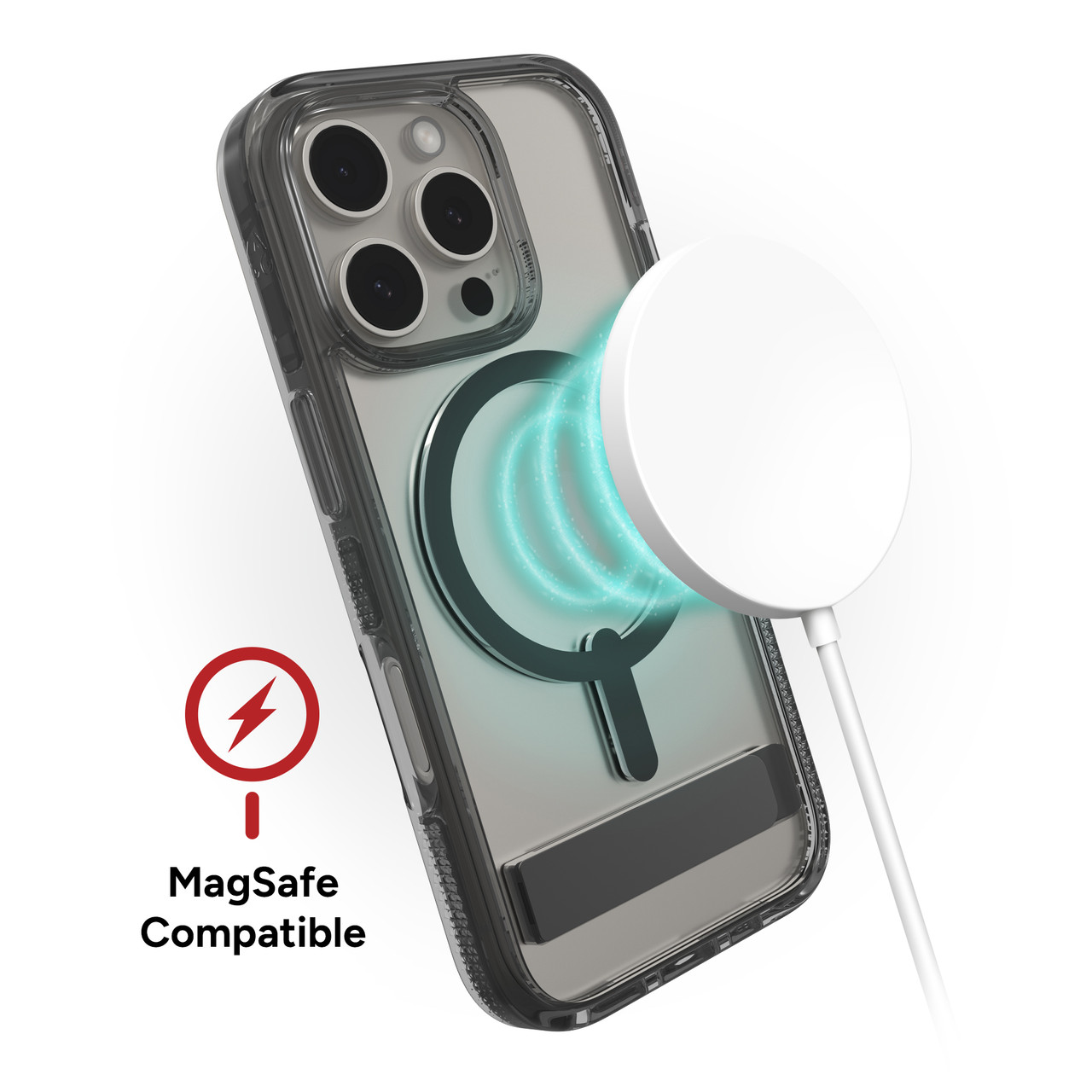 ZAGG Santa Cruz Snap with Kickstand Case for iPhone 16 Pro Black - Picture 8 of 18