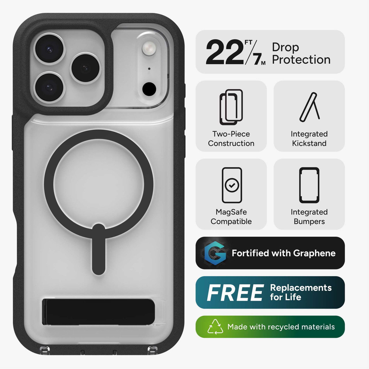 Funda ZAGG Rainier con soporte para iPhone 17 Pro Max - Rojo Negro Cereza - Imagen 9 de 54