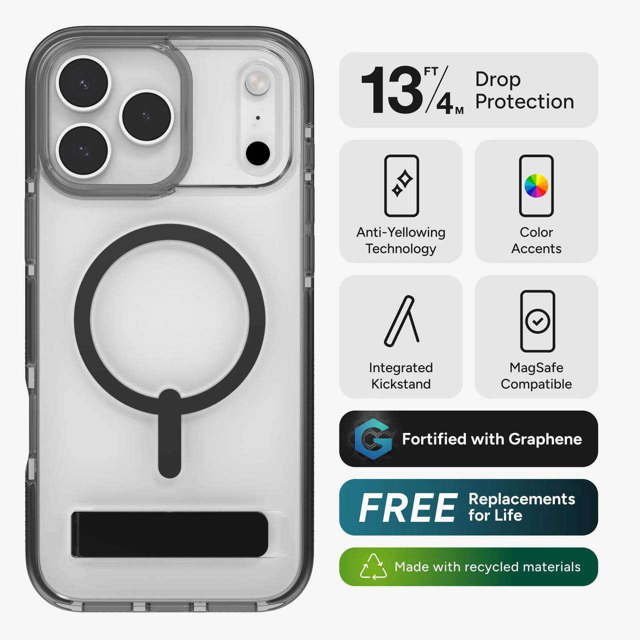 ZAGG Santa Cruz Snap Case mit Ständer für iPhone 17 Pro Max - Jet Black Drop - Bild 9 von 45