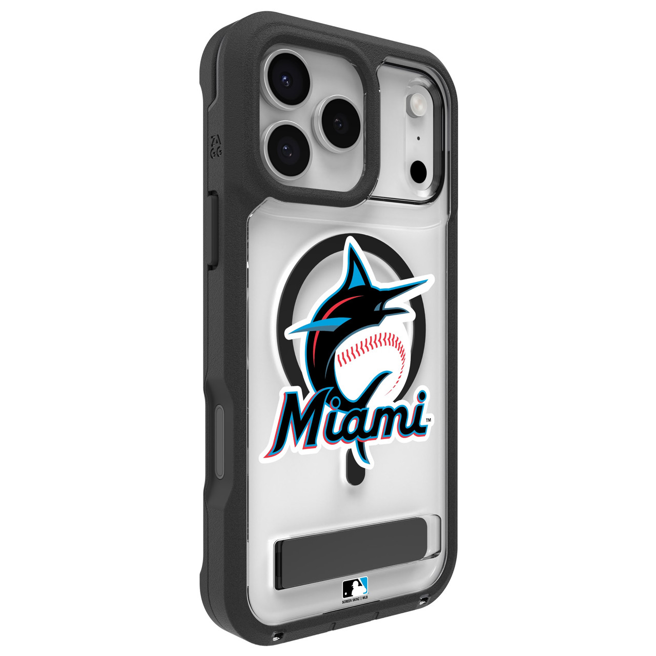 ZAGG Custom Miami Marlins - Rainier iPhone 17 Pro Custom Case 1-image-SSZG-MLB-MIA01-RSK17P-1