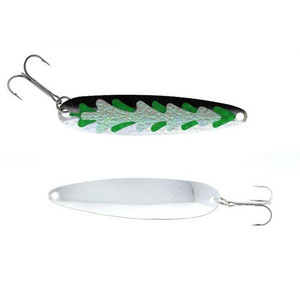 Michigan Stinger Stingray Spoons Silver Hammered Back Glow Grn Alewife  4-1/4