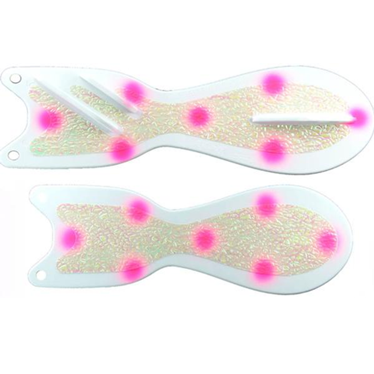 Dreamweaver Spindoctor Flasher White- Pink Dots Coho 8''