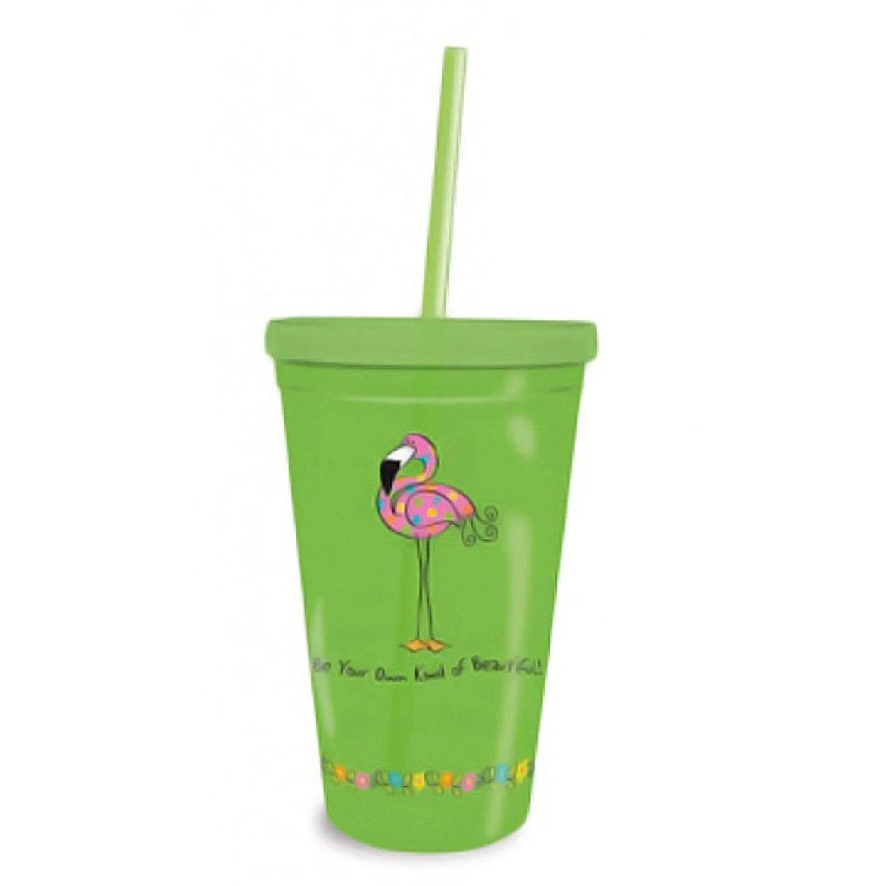 Flamingo Cup 18oz with Straw