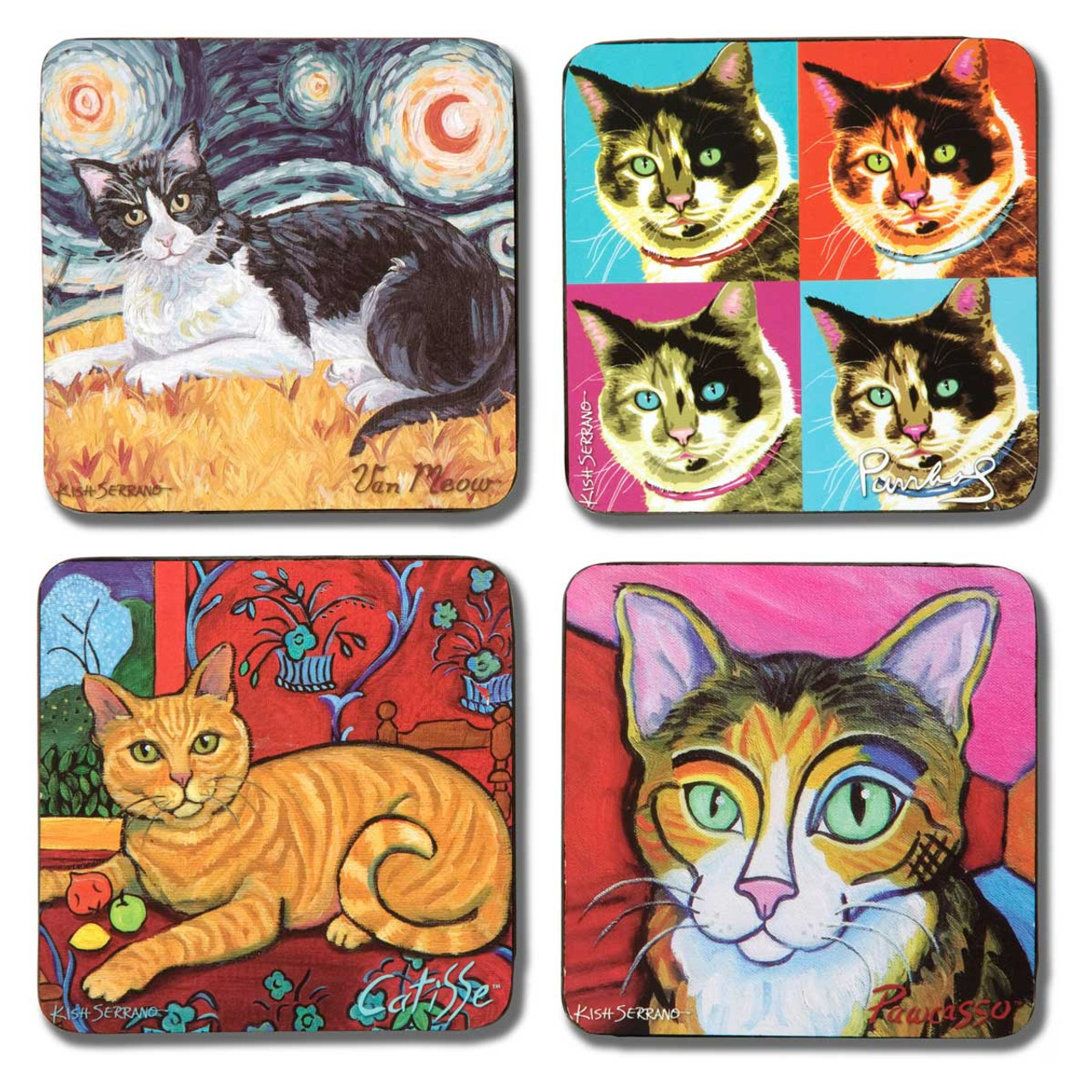 Short Haired Cats Paw Palettes Coasters - 4 Set - 12069 ...