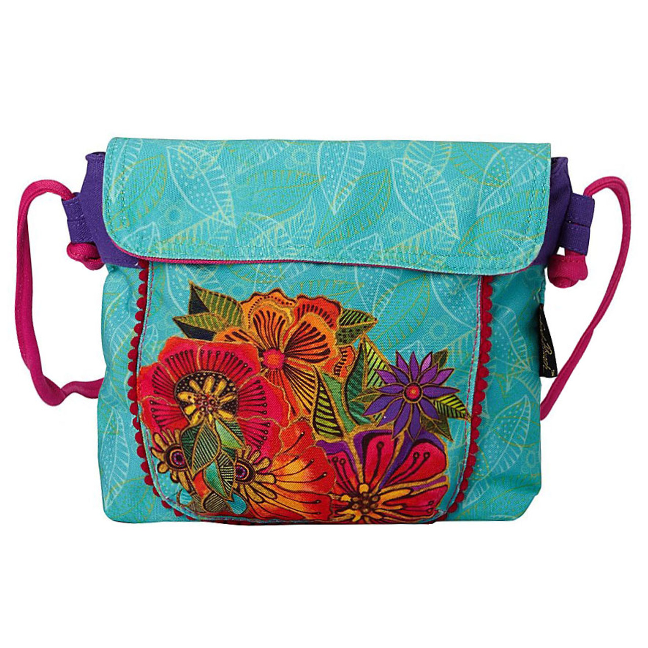 Laurel Burch Purple Multicolor Cat Bucket Bag