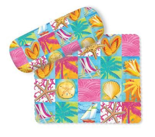 Beach Theme Eyeglass Case with Cleaning Cloth "Beach Patchwork"  - 804-93