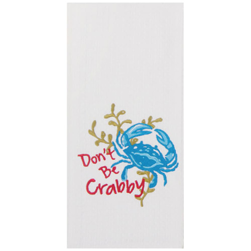 Crabby Embroidered Waffle Towel F0731