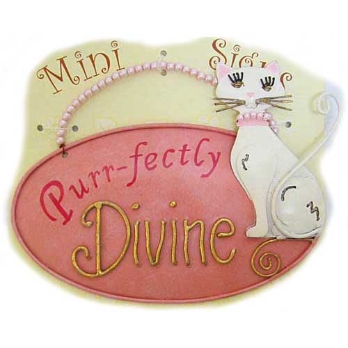 Cat Sign Metal Art with Beads "Purr-fectly Divine" - S659