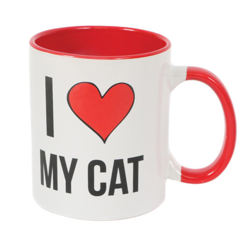 I Love My Cat Stoneware Straight Sided Mug "I Heart My Cat" 10358