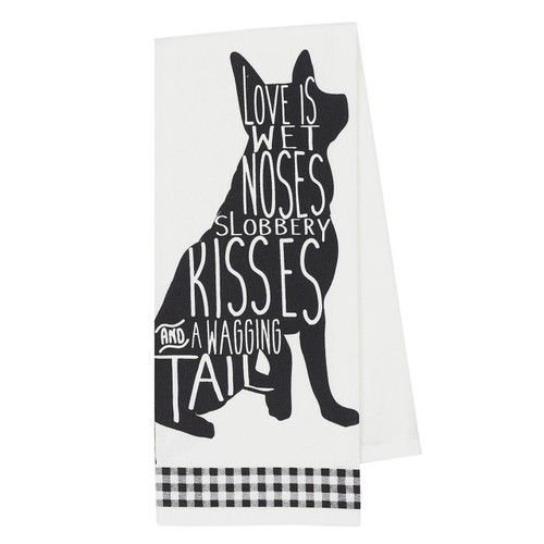SITTING DOG DishTowel - Slobbery Kisses Towel - DII - 90204A