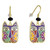 Colorful Blossoming Cat Face Laurel Burch Drop Earrings - 5140
